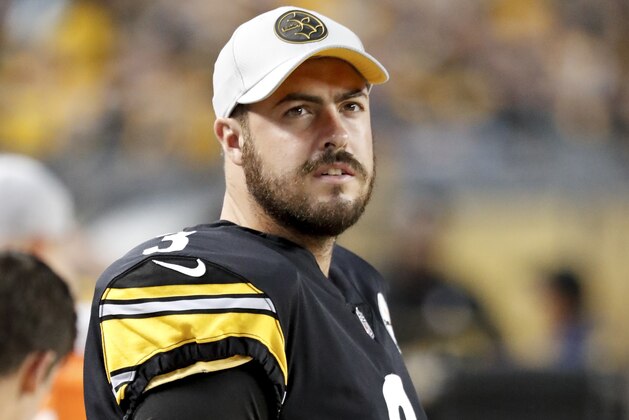 Pittsburgh Steelers quarterback Landry Jones (3) on the sideline during an NFL preseason football game against the Carolina Panthers, Thursday, Aug. 30, 2018, in Pittsburgh.(AP Photo/Keith Srakocic)
