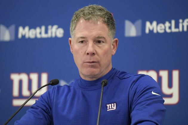 New York Giants head coach Pat Shurmur speaks to reporters after an NFL football game against the Dallas Cowboys, Sunday, Dec. 30, 2018, in East Rutherford, N.J. The Cowboys defeated the Giants 36-35. (AP Photo/Bill Kostroun)