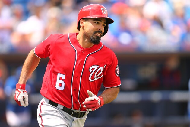 PORT ST. LUCIE, FL - MARCH 15: Anthony Rendon #6 of the Washington Nationals runs to first after he hits a two-run home run against the New York Mets during the second inning of a spring training baseball game at First Data Field on March 15, 2019 in Port St. Lucie, Florida. The Nationals defeated the Mets 11-3. (Photo by Rich Schultz/Getty Images)