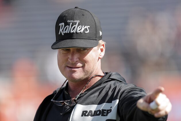MOBILE, AL - JANUARY 26: Head Coach Jon Gruden of the Oakland Raiders of the North Team during the 2019 Reese's Senior Bowl at Ladd-Peebles Stadium on January 26, 2019 in Mobile, Alabama. The North defeated the South 34 to 24. (Photo by Don Juan Moore/Getty Images)