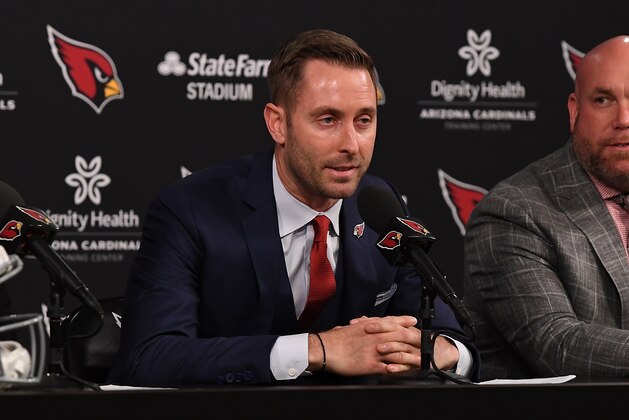 TEMPE, AZ - JANUARY 09:  Arizona Cardinals new head coach Kliff Kingsbury talks to the media at the Arizona Cardinals Training Facility on January 9, 2019 in Tempe, Arizona.  (Photo by Norm Hall/Getty Images)