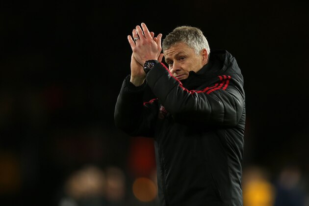 WOLVERHAMPTON, ENGLAND - MARCH 16:  Ole Gunnar Solskjaer the head coach / manager of Manchester United during the FA Cup Quarter Final match between Wolverhampton Wanderers and Manchester United at Molineux on March 16, 2019 in Wolverhampton, England. (Photo by Molly Darlington - AMA/Getty Images)