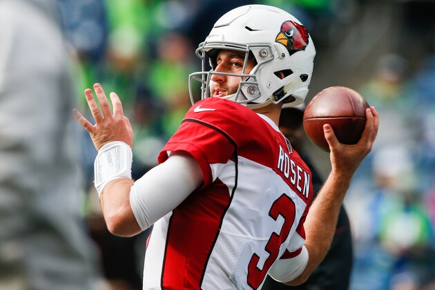 SEATTLE, WA - DECEMBER 30: Josh Rosen #3 of the Arizona Cardinals warms-up before the game against the Seattle Seahawks at CenturyLink Field on December 30, 2018 in Seattle, Washington. (Photo by Otto Greule Jr/Getty Images)