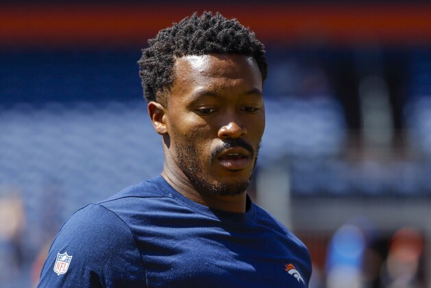 Denver Broncos wide receiver Demaryius Thomas (88) looks on before an NFL football game against the Seattle Seahawks Sunday, Sept. 9, 2018, in Denver. (AP Photo/Jack Dempsey)