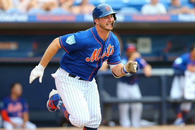 PORT ST. LUCIE, FL - MARCH 15: Pete Alonso #20 of the New York Mets during a spring training baseball game against of the Washington Nationals at First Data Field on March 15, 2019 in Port St. Lucie, Florida. The Nationals defeated the Mets 11-3. (Photo by Rich Schultz/Getty Images)