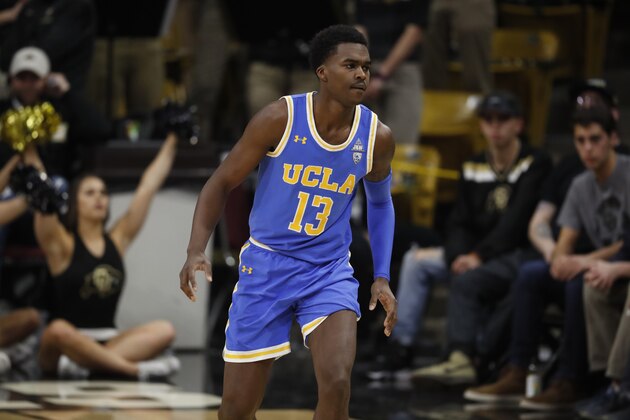 UCLA Bruins guard Kris Wilkes (13) in the first half of an NCAA college basketball game Thursday, March 7, 2019, in Boulder, Colo. (AP Photo/David Zalubowski)