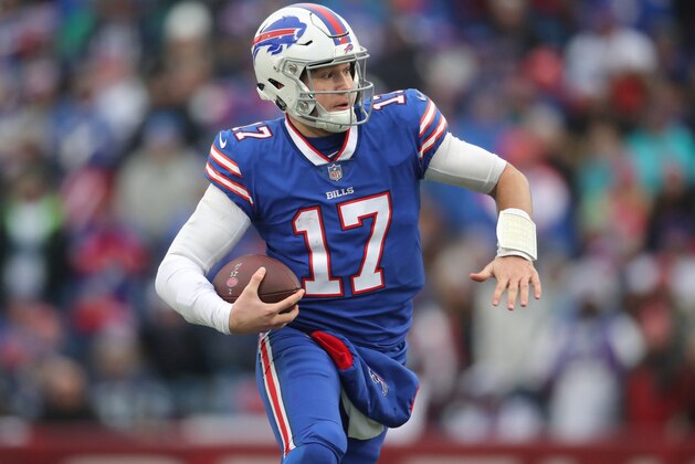 BUFFALO, NY - DECEMBER 30: Josh Allen #17 of the Buffalo Bills runs with the ball in the second quarter during NFL game action against the Miami Dolphins at New Era Field on December 30, 2018 in Buffalo, New York. (Photo by Tom Szczerbowski/Getty Images)