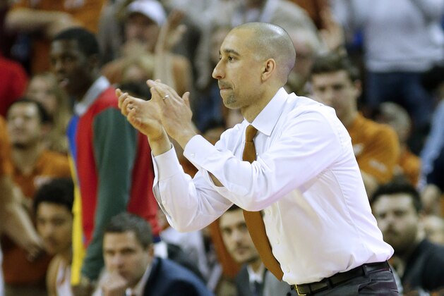 AUSTIN, TEXAS - FEBRUARY 12: Head coach Shaka Smart of the Texas Longhorns reacts as his team plays the Kansas State Wildcats at The Frank Erwin Center on February 12, 2019 in Austin, Texas. (Photo by Chris Covatta/Getty Images)