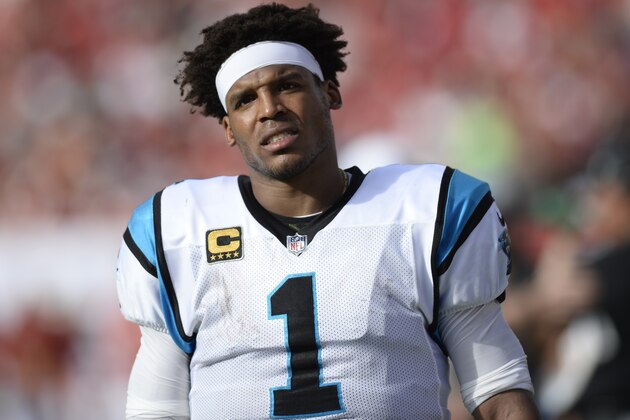 Carolina Panthers quarterback Cam Newton (1) during the second half of an NFL football game against the Tampa Bay Buccaneers Sunday, Dec. 2, 2018, in Tampa, Fla. (AP Photo/Jason Behnken)