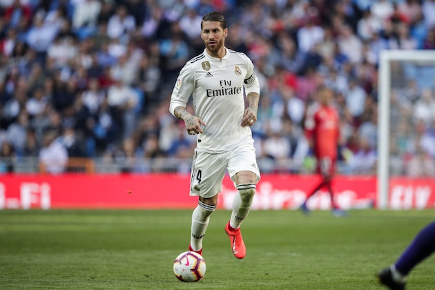 MADRID, SPAIN - MARCH 16: Sergio Ramos of Real Madrid during the La Liga Santander  match between Real Madrid v Celta de Vigo at the Santiago Bernabeu on March 16, 2019 in Madrid Spain (Photo by David S. Bustamante/Soccrates/Getty Images)