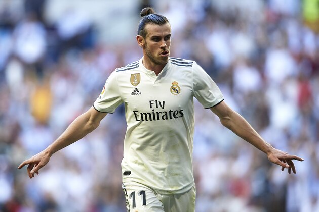 MADRID, SPAIN - MARCH 16: Gareth Bale of Real Madrid celebrates after scoring his team's second goal during the La Liga match between Real Madrid CF and RC Celta de Vigo at Estadio Santiago Bernabeu on March 16, 2019 in Madrid, Spain. (Photo by Quality Sport Images/Getty Images)