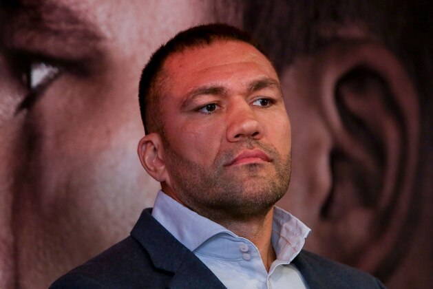 Bulgaria's Kubrat Pulev is seen during a press conference at the Principality Stadium in Cardiff on September 11, 2017 during an event to promote his heavyweight world title boxing match against champion Britain's Anthony Joshua. 
Britain's Anthony Joshua will defend his IBO, IBF and WBA world heavyweight titles against Bulgaria's Kubrat Pulev at Cardiff's Principality Stadium on October 28.
 / AFP PHOTO / Geoff CADDICK        (Photo credit should read GEOFF CADDICK/AFP/Getty Images)