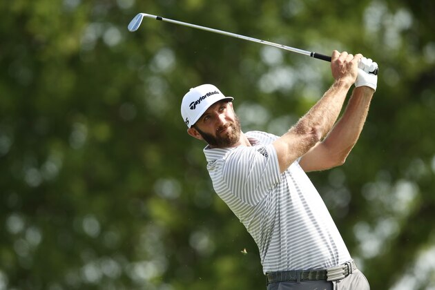 AUSTIN, TEXAS - MARCH 28: Dustin Johnson of the United States plays a shot on the 11th hole in his match against Branden Grace of South Africa during the second round of the World Golf Championships-Dell Technologies Match Play at Austin Country Club on March 28, 2019 in Austin, Texas. (Photo by Ezra Shaw/Getty Images)