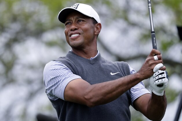 Tiger Woods watches his drive on the sixth hole during round-robin play at the Dell Technologies Match Play Championship golf tournament, Friday, March 29, 2019, in Austin, Texas. (AP Photo/Eric Gay)