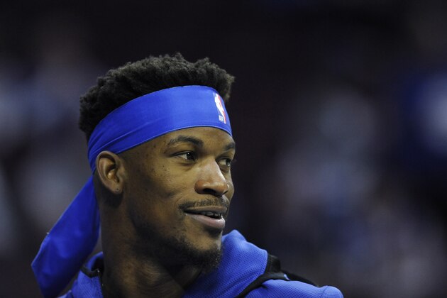 Philadelphia 76ers' Jimmy Butler (23) is seen during an NBA basketball game against the Brooklyn Nets, Thursday, March 28, 2019, in Philadelphia. The 76ers won 123-110. (AP Photo/Michael Perez)