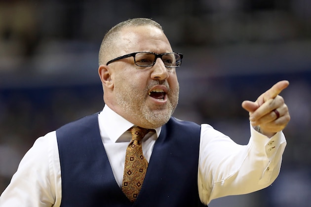 WASHINGTON, DC - MARCH 29: Head coach Buzz Williams of the Virginia Tech Hokies shouts against the Duke Blue Devils during the first half in the East Regional game of the 2019 NCAA Men's Basketball Tournament at Capital One Arena on March 29, 2019 in Washington, DC. (Photo by Rob Carr/Getty Images)