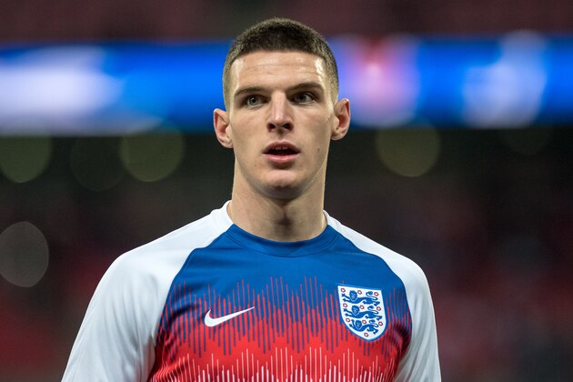 LONDON, ENGLAND - MARCH 22: Declan Rice of England looks on during the 2020 UEFA European Championships group A qualifying match between England and Czech Republic at Wembley Stadium on March 22, 2019 in London, United Kingdom. (Photo by Sebastian Frej/MB Media/Getty Images)