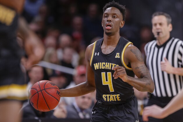 CINCINNATI, OH - FEBRUARY 17: Samajae Haynes-Jones #4 of the Wichita State Shockers brings the ball up court during the game against the Cincinnati Bearcats at Fifth Third Arena on February 17, 2019 in Cincinnati, Ohio. (Photo by Michael Hickey/Getty Images)