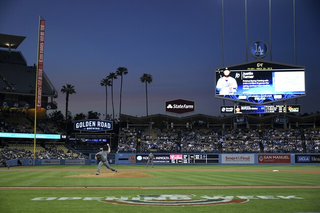 LOS ANGELES, CA - MARCH 29: Robbie Ray #38 of the Arizona Diamondbacks pitches against the Los Angeles Dodgers in the first inning at Dodger Stadium on March 29, 2019 in Los Angeles, California. (Photo by John McCoy/Getty Images)