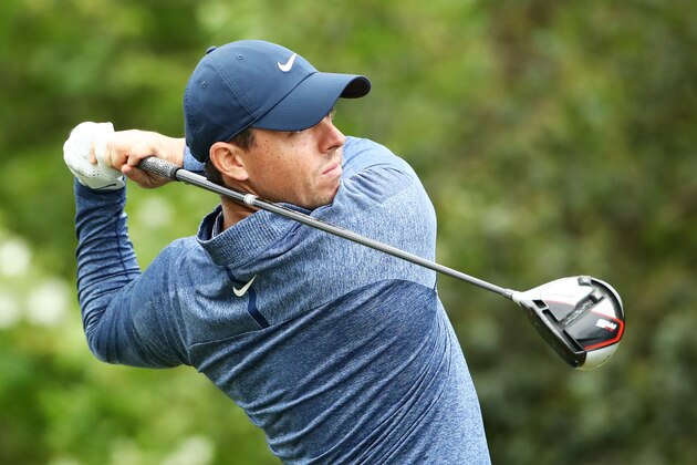 AUSTIN, TEXAS - MARCH 30: Rory McIlroy of Northern Ireland plays his shot from the 15th tee in his match against Tiger Woods of the United States during the fourth round of the World Golf Championships-Dell Technologies Match Play at Austin Country Club on March 30, 2019 in Austin, Texas. (Photo by Ezra Shaw/Getty Images)