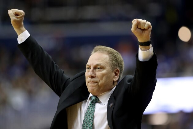WASHINGTON, DC - MARCH 31: Head coach Tom Izzo of the Michigan State Spartans looks on against the Duke Blue Devils during the first half in the East Regional game of the 2019 NCAA Men's Basketball Tournament at Capital One Arena on March 31, 2019 in Washington, DC. (Photo by Rob Carr/Getty Images)