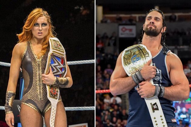 Becky Lynch and Seth Rollins.