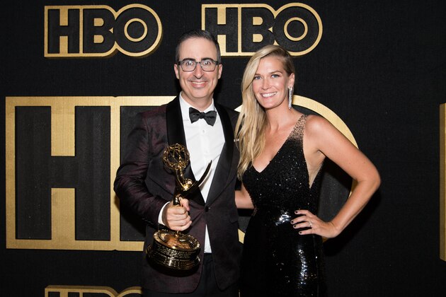 LOS ANGELES, CA - SEPTEMBER 17:  John Oliver (L) and Kate Norley arrive at HBO's Post Emmy Awards Reception at the Plaza at the Pacific Design Center on September 17, 2018 in Los Angeles, California.  (Photo by Emma McIntyre/Getty Images)