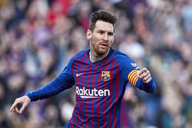 BARCELONA, SPAIN - MARCH 30: Lionel Messi of FC Barcelona celebrates after scoring the second goal of his team during the La Liga match between FC Barcelona and RCD Espanyol at Camp Nou on March 30, 2019 in Barcelona, Spain. (Photo by Quality Sport Images/Getty Images)
