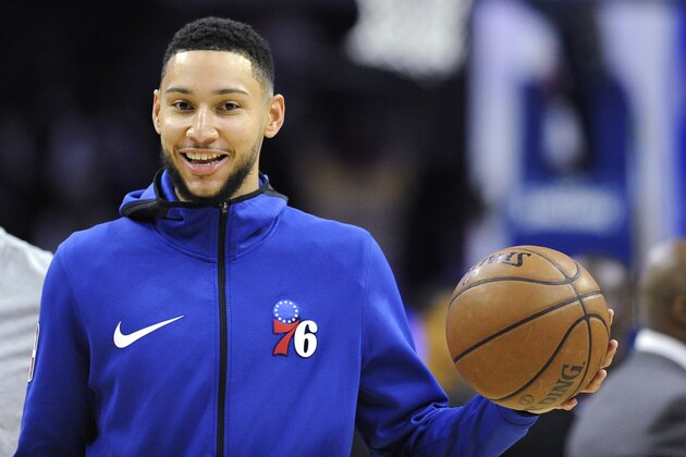 Philadelphia 76ers' Ben Simmons (25) in action during an NBA basketball game against the Brooklyn Nets, Thursday, March 28, 2019, in Philadelphia. The 76ers won 123-110. (AP Photo/Michael Perez)