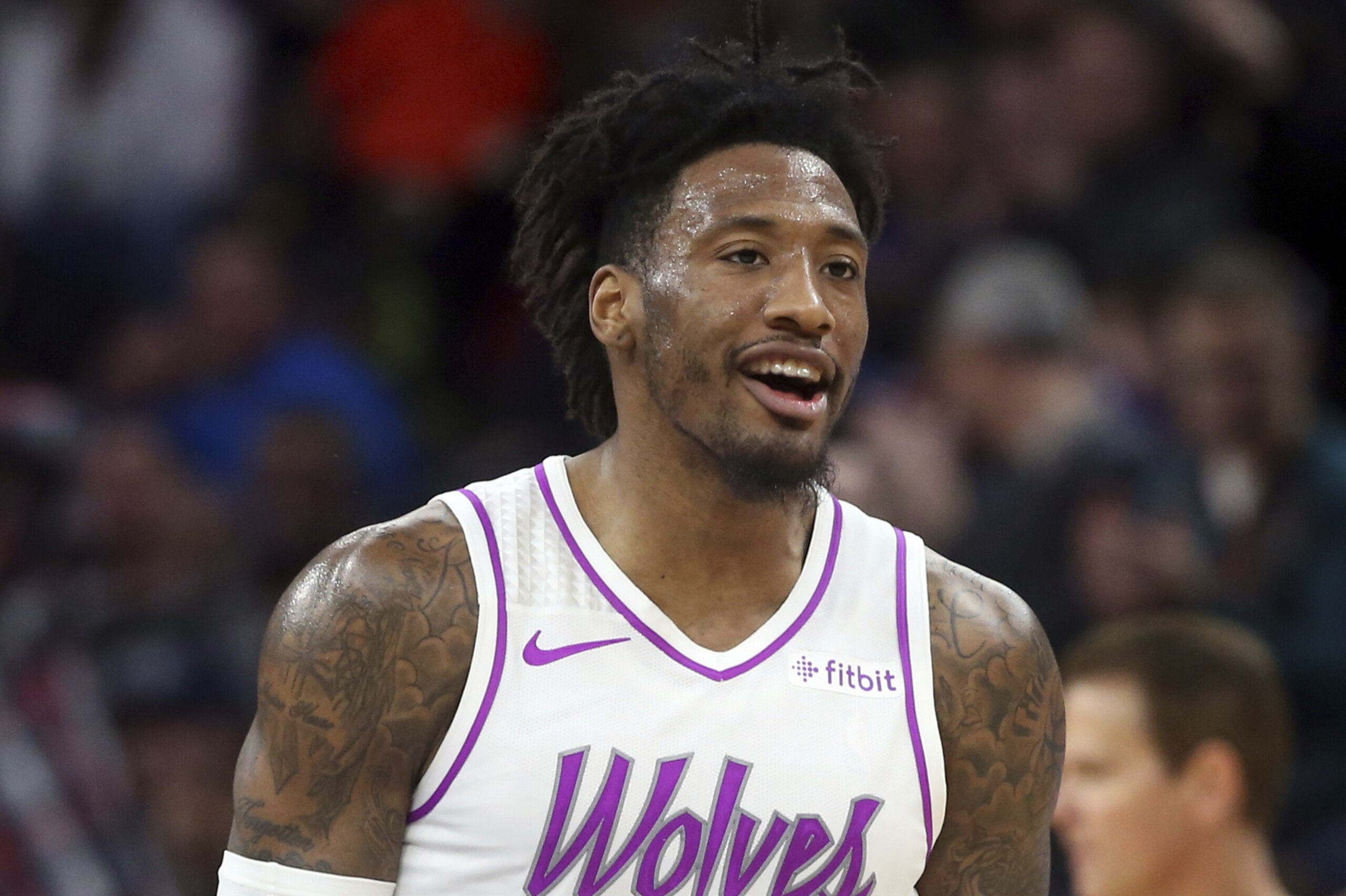 Minnesota Timberwolves' Robert Covington plays against the Atlanta Hawks in an NBA basketball game Friday, Dec. 28, 2018, in Minneapolis. (AP Photo/Jim Mone)