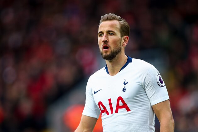 LIVERPOOL, ENGLAND - MARCH 31:  Harry Kane of Tottenham Hotspur during the Premier League match between Liverpool FC and Tottenham Hotspur at Anfield on March 31, 2019 in Liverpool, United Kingdom. (Photo by Robbie Jay Barratt - AMA/Getty Images)