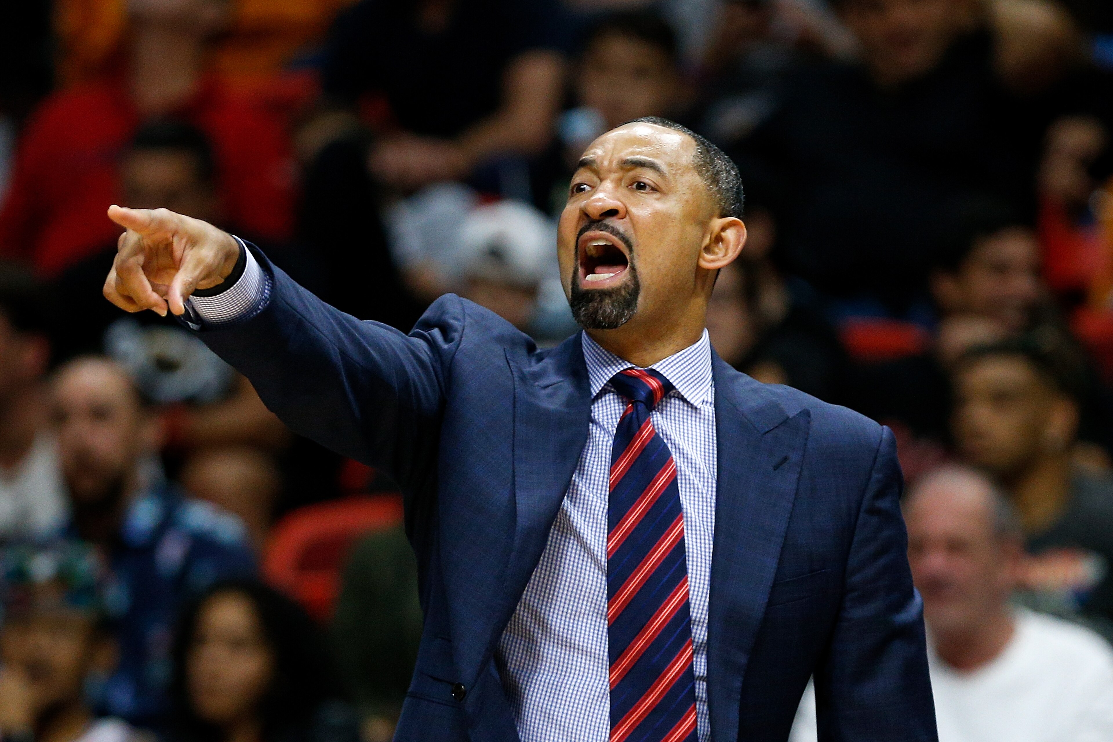 MIAMI, FL - NOVEMBER 12: Assistant coach Juwan Howard of the Miami Heat in action against the Philadelphia 76ers during the second half at American Airlines Arena on November 12, 2018 in Miami, Florida. NOTE TO USER: User expressly acknowledges and agrees that, by downloading and or using this photograph, User is consenting to the terms and conditions of the Getty Images License Agreement. (Photo by Michael Reaves/Getty Images) MIAMI, FL - NOVEMBER 12: Assistant coach Juwan Howard of the Miami Heat in action against the Philadelphia 76ers during the second half at American Airlines Arena on November 12, 2018 in Miami, Florida. NOTE TO USER: User expressly acknowledges and agrees that, by downloading and or using this photograph, User is consenting to the terms and conditions of the Getty Images License Agreement. (Photo by Michael Reaves/Getty Images)