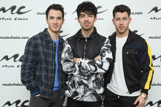 NEW YORK, NEW YORK - MARCH 01: (EXCLUSIVE COVERAGE) Kevin Jonas, Joe Jonas, Nick Jonas of  The Jonas Brothers Visit Music Choice on March 01, 2019 in New York City. (Photo by Dimitrios Kambouris/Getty Images)