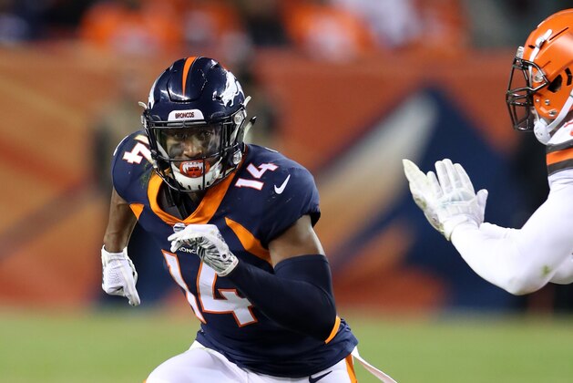DENVER, CO - DECEMBER 15:  Courtland Sutton #14 of the Denver Broncos in action during the game against the Cleveland Browns at Broncos Stadium at Mile High on December 15, 2018 in Denver, Colorado.  The Browns defeated the Broncos 17-16.  (Photo by Rob Leiter via Getty Images)