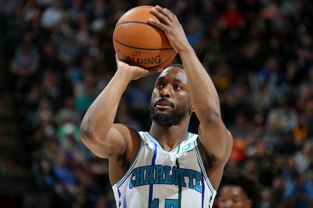 SALT LAKE CITY, UT -  APRIL 1: Kemba Walker #15 of the Charlotte Hornets shoots a free throw during the game against the Utah Jazz on April 1, 2019 at Vivint Smart Home Arena in Salt Lake City, Utah. NOTE TO USER: User expressly acknowledges and agrees that, by downloading and or using this Photograph, User is consenting to the terms and conditions of the Getty Images License Agreement. Mandatory Copyright Notice: Copyright 2019 NBAE (Photo by Melissa Majchrzak/NBAE via Getty Images)