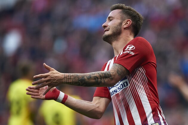 MADRID, SPAIN - APRIL 02: Saul Niguez of Atletico de Madrid reacts during the La Liga match between Club Atletico de Madrid and Girona FC at Wanda Metropolitano on April 02, 2019 in Madrid, Spain. (Photo by Quality Sport Images/Getty Images)