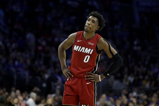 Miami Heat's Josh Richardson in action during an NBA basketball game against the Philadelphia 76ers, Thursday, Feb. 21, 2019, in Philadelphia. (AP Photo/Matt Slocum)