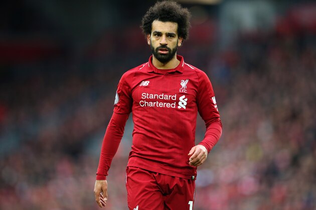 LIVERPOOL, ENGLAND - MARCH 31: Mohamed Salah of Liverpool FC looks on during the Premier League match between Liverpool FC and Tottenham Hotspur at Anfield on March 31, 2019 in Liverpool, United Kingdom. (Photo by Alex Livesey - Danehouse/Getty Images)