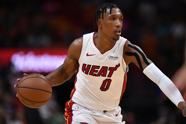 MIAMI, FL - MARCH 17: Josh Richardson #0 of the Miami Heat against the Charlotte Hornets at American Airlines Arena on March 17, 2019 in Miami, Florida. NOTE TO USER: User expressly acknowledges and agrees that, by downloading and or using this photograph, User is consenting to the terms and conditions of the Getty Images License Agreement. (Photo by Mark Brown/Getty Images)