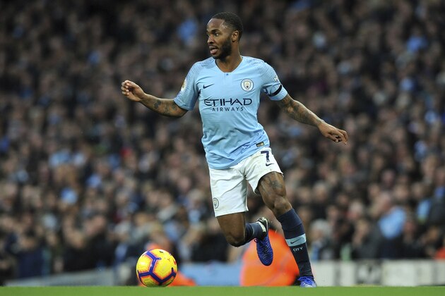 Manchester City's Raheem Sterling controls the ball during the English Premier League soccer match between Manchester City and Southampton at Etihad stadium in Manchester, England, Sunday, Nov. 4, 2018. (AP Photo/Rui Vieira)