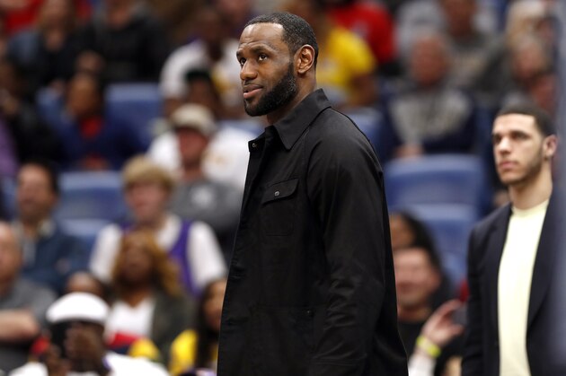 Los Angeles Lakers forward LeBron James (23) during the second half of an NBA basketball game in New Orleans, Sunday, March 31, 2019. The Lakers won 130-102. (AP Photo/Tyler Kaufman)