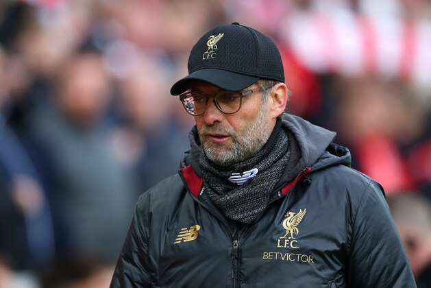 LIVERPOOL, ENGLAND - MARCH 31:  Jurgen Klopp the manager of Liverpool FC looks on during the Premier League match between Liverpool FC and Tottenham Hotspur at Anfield on March 31, 2019 in Liverpool, United Kingdom. (Photo by Alex Livesey - Danehouse/Getty Images)