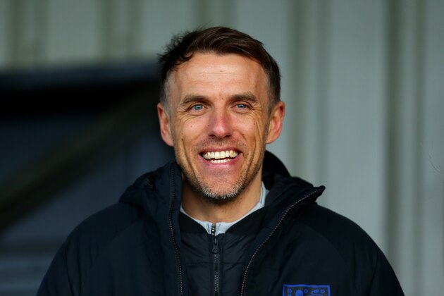 BOREHAMWOOD, ENGLAND - JANUARY 13: Phil Neville, manager of the England Women's Team watches during the FA WSL match between Arsenal Women and Chelsea Women at Meadow Park on January 13, 2019 in Borehamwood, England. (Photo by Jordan Mansfield/Getty Images)