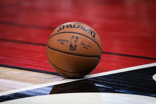 CHICAGO, ILLINOIS - MARCH 27:  A detail view of a Spalding basketball dribbles the ball between the Portland Trail Blazers and Chicago Bulls at the United Center on March 27, 2019 in Chicago, Illinois. NOTE TO USER: User expressly acknowledges and agrees that, by downloading and or using this photograph, User is consenting to the terms and conditions of the Getty Images License Agreement. (Photo by Dylan Buell/Getty Images)