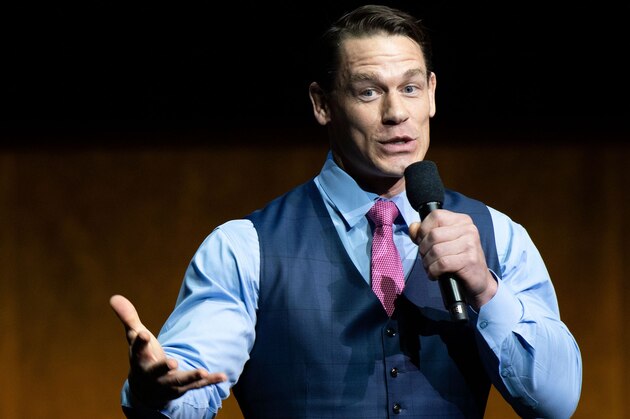 Actor John Cena speaks on stage during the CinemaCon Paramount Pictures Exclusive Presentation at the Colosseum Caesars Palace on April 4, 2019, in Las Vegas, Nevada. (Photo by VALERIE MACON / AFP)        (Photo credit should read VALERIE MACON/AFP/Getty Images)