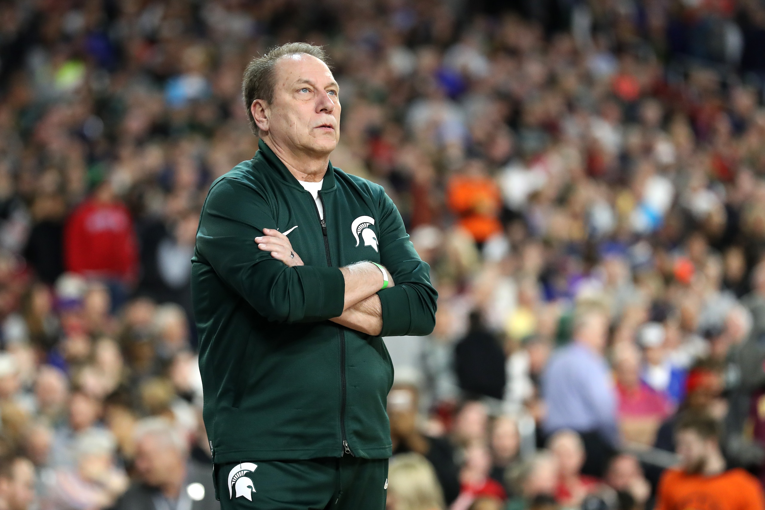 MINNEAPOLIS, MINNESOTA - APRIL 05: Head coach Tom Izzo of the Michigan State Spartans looks on during practice prior to the 2019 NCAA men's Final Four at U.S. Bank Stadium on April 5, 2019 in Minneapolis, Minnesota. (Photo by Streeter Lecka/Getty Images)