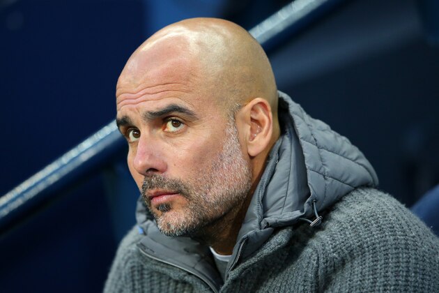 MANCHESTER, ENGLAND - APRIL 03: Pep Guardiola the manager of Manchester City looks on during the Premier League match between Manchester City and Cardiff City at Etihad Stadium on April 03, 2019 in Manchester, United Kingdom. (Photo by Alex Livesey - Danehouse/Getty Images)