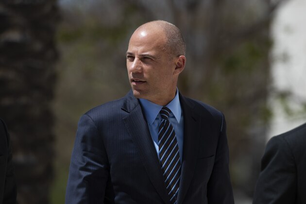 Attorney Michael Avenatti arrives at federal court Monday, April 1, 2019, in Santa Ana, Calif. Avenatti appeared in federal court on charges he fraudulently obtained $4 million in bank loans and pocketed $1.6 million that belonged to a client. (AP Photo/Jae C. Hong)