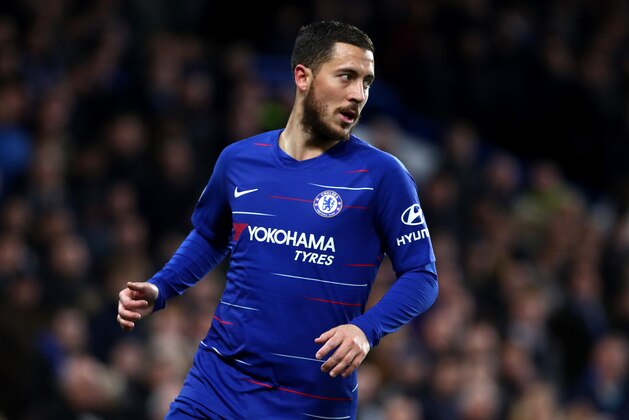 LONDON, ENGLAND - APRIL 03: Eden Hazard of Chelsea FC during the Premier League match between Chelsea FC and Brighton & Hove Albion at Stamford Bridge on April 03, 2019 in London, United Kingdom. (Photo by Chloe Knott - Danehouse/Getty Images)