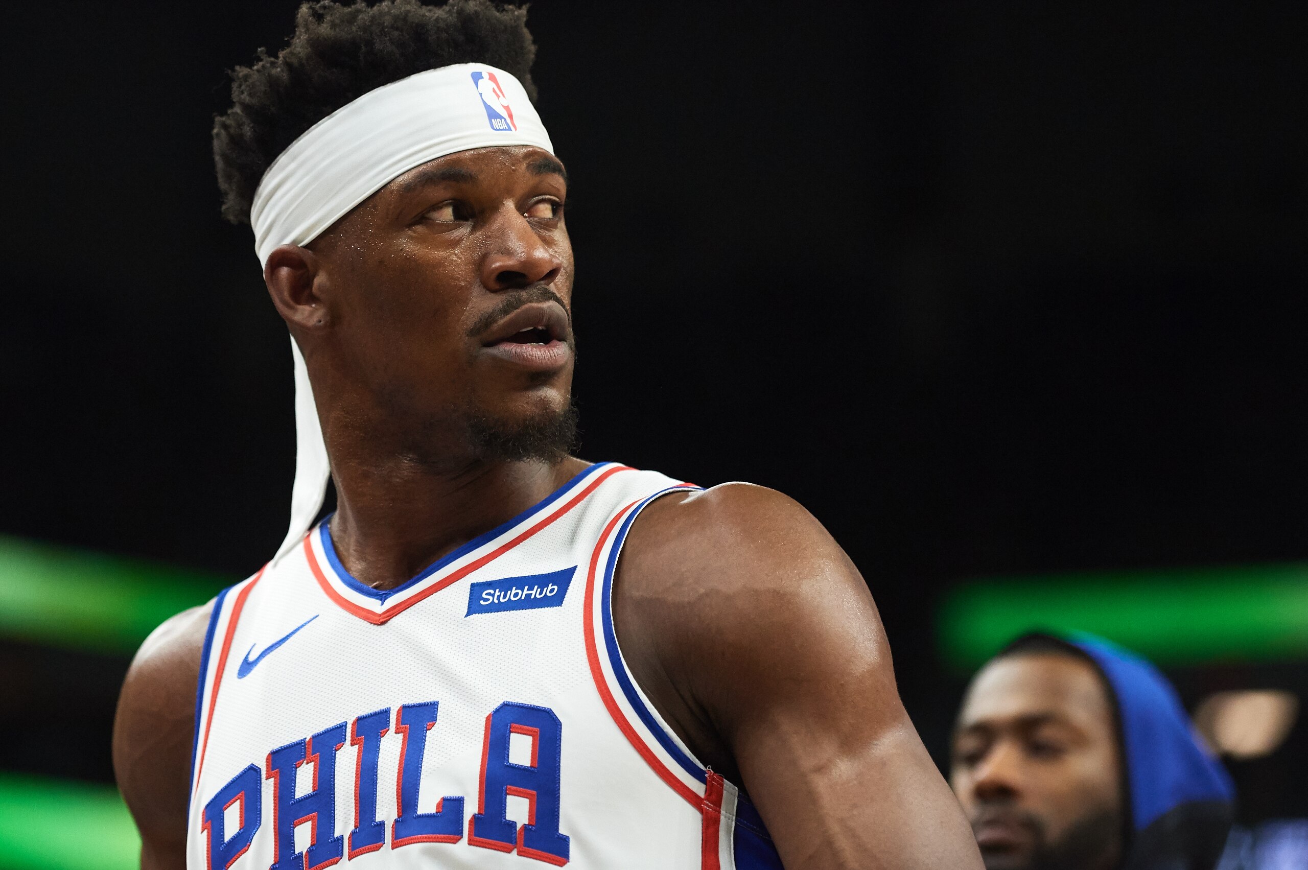 MINNEAPOLIS, MN - MARCH 30: Jimmy Butler #23 of the Philadelphia 76ers looks on during the game against the Minnesota Timberwolves on March 30, 2019 at the Target Center in Minneapolis, Minnesota. NOTE TO USER: User expressly acknowledges and agrees that, by downloading and or using this Photograph, user is consenting to the terms and conditions of the Getty Images License Agreement. (Photo by Hannah Foslien/Getty Images) MINNEAPOLIS, MN - MARCH 30: Jimmy Butler #23 of the Philadelphia 76ers looks on during the game against the Minnesota Timberwolves on March 30, 2019 at the Target Center in Minneapolis, Minnesota. NOTE TO USER: User expressly acknowledges and agrees that, by downloading and or using this Photograph, user is consenting to the terms and conditions of the Getty Images License Agreement. (Photo by Hannah Foslien/Getty Images)